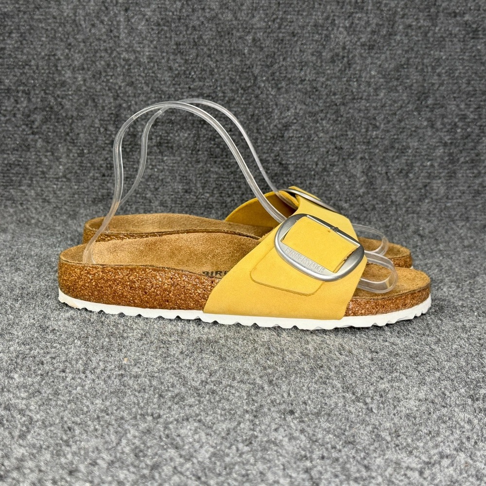 Birkenstock Madrid Big Buckle Slide Sandal Women 8 Yellow Leather Slip Flip Flop